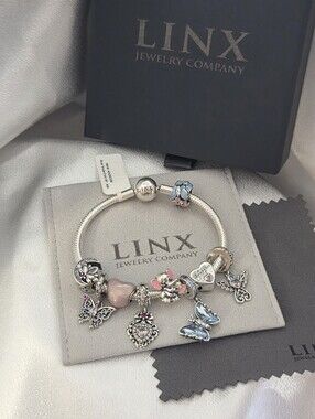 Linx Snake Chain Bracelet with Daughter Themed Charms 925 sterling silver